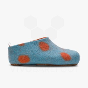 Dětské Slipper Vivobarefoot MIM Felt Světle Tyrkysové Oranžové | CZ A2041H